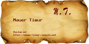 Mauer Timur névjegykártya